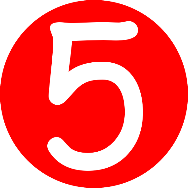Red Roundedwith Number 5 Clip - 5 Clip Art