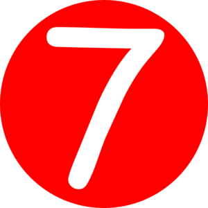 Red Roundedwith Number 7 Clip - 7 Clipart