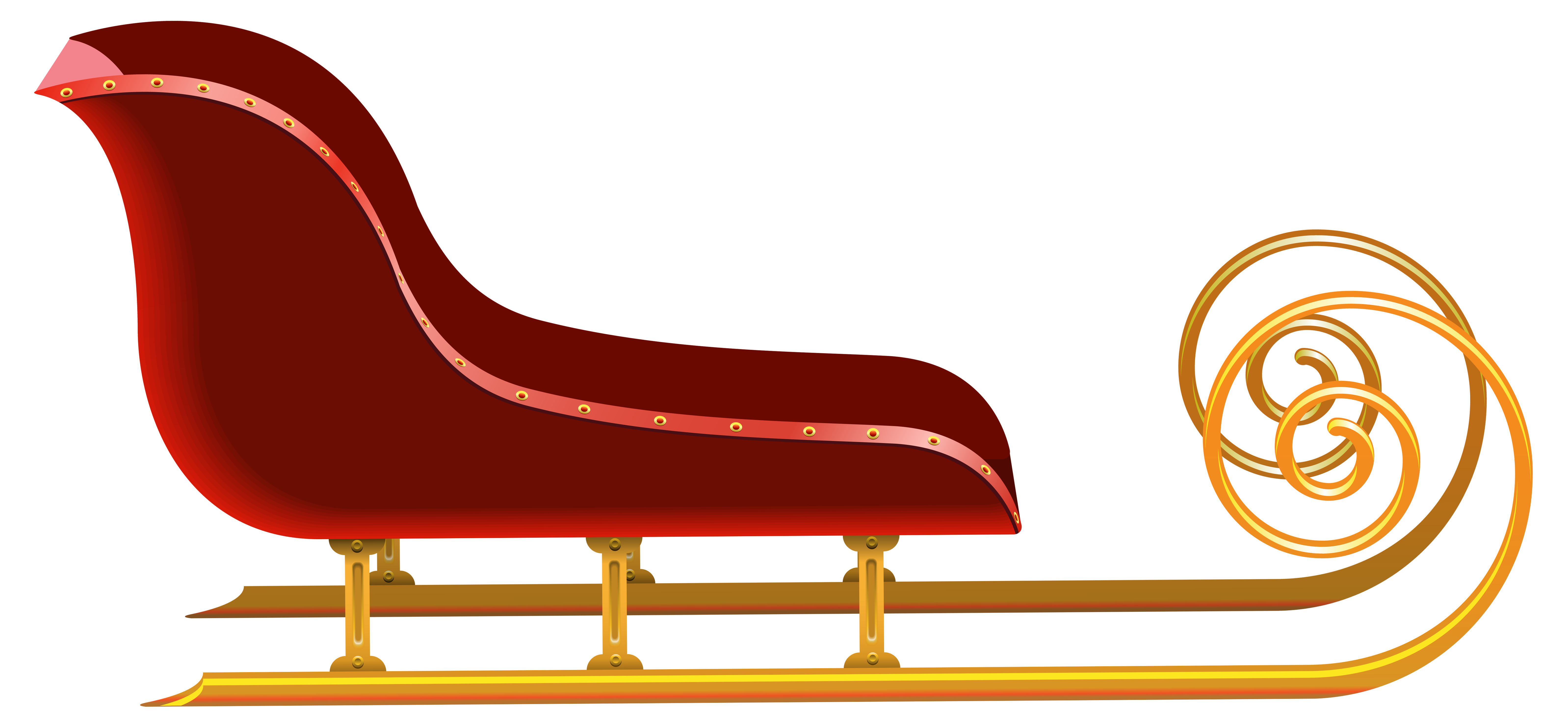 Red Sleigh PNG Clip Art Image - Sleigh Clipart