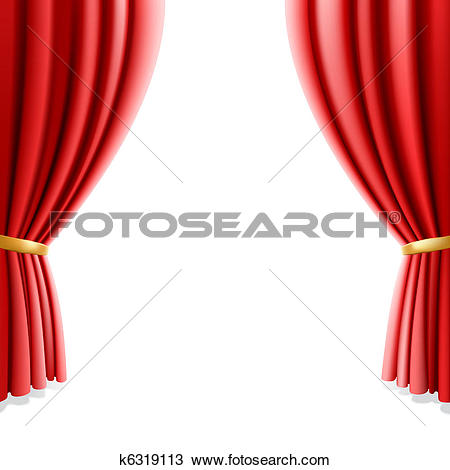 Red theater curtain on white - Curtain Clip Art