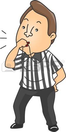 referee: Illustration of a male referee blowing whistle Stock Photo