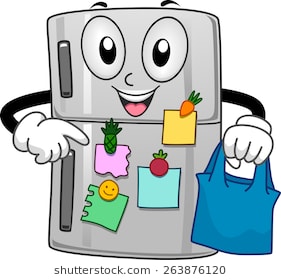 Mascot Illustration of a Refrigerator Filled with Sticky Notes