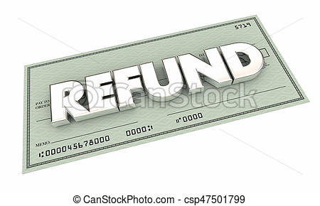 Refund Check Rebate Money Back Payment 3d Illustration