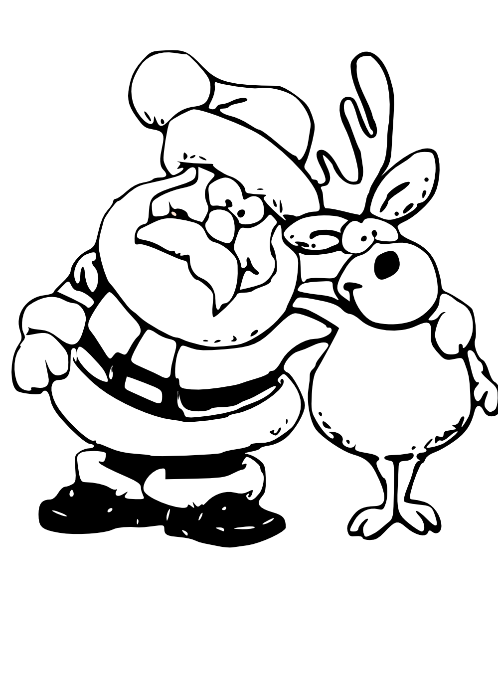 Reindeer Clipart Black And White Santa And Reindeer Black White 999px
