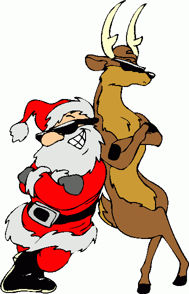 Reindeer Cool Clipart Clipart - Santa And Reindeer Clip Art