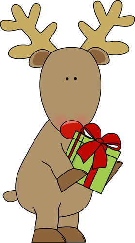 Reindeer Holding A Christmas Gift Clip Art Red Nose Reindeer Holding