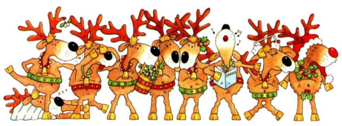 Reindeers celebrates Christmas singing and dancing
