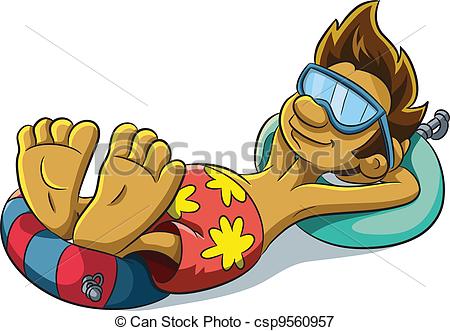 ... Relaxing Summer Boy - cartoon illustration of relaxing.