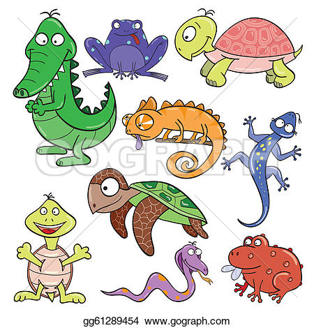 reptiles and amphibians set u0026middot; Reptiles and amphibians doodle icon set