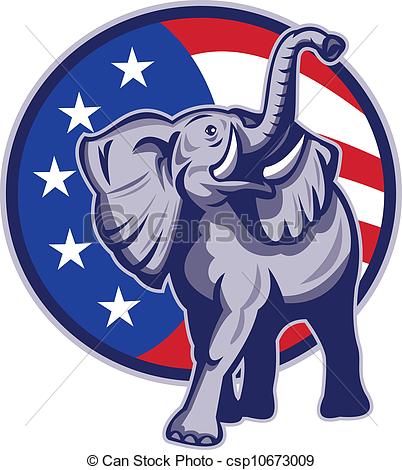 ... Republican Elephant Mascot USA Flag - Illustration of a.