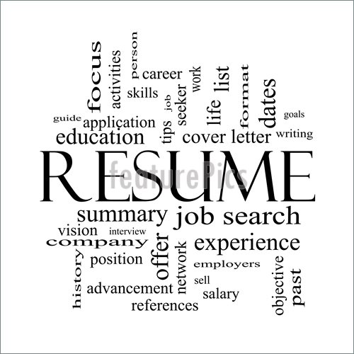 Resume Word Cloud Concept In Black And White With Great Terms Such As