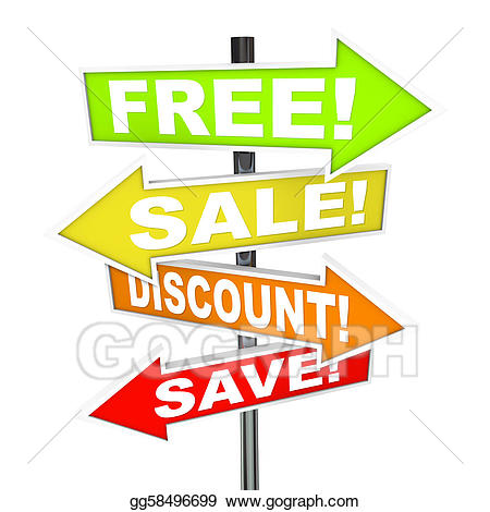 Arrow SIgns - Free Sale Discount Save Message from Retail Store