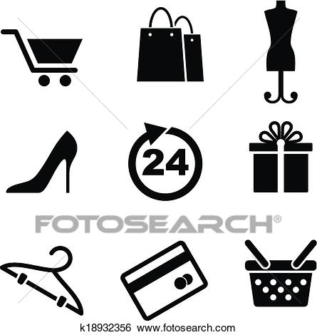 Clip Art - Retail and shopping icons. Fotosearch - Search Clipart,  Illustration Posters,