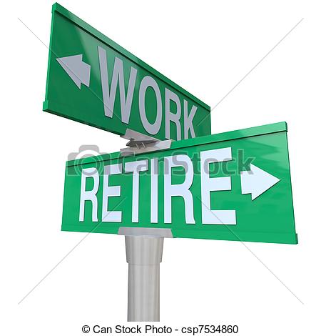Retirement Jump Clip Artby lenm12/3,961; Decision to Retire or Keep Working - Retirement Street Sign.