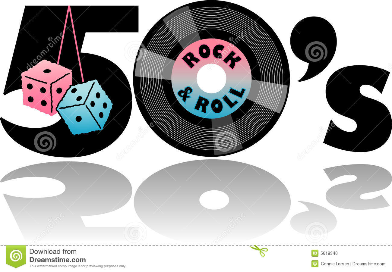 Retro 1950 S Illustration With Fuzzy Dice And 45 Record Eps