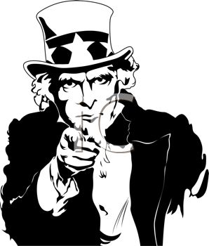 Retro Black And White Uncle Sam Pointing Royalty Free Clip Art