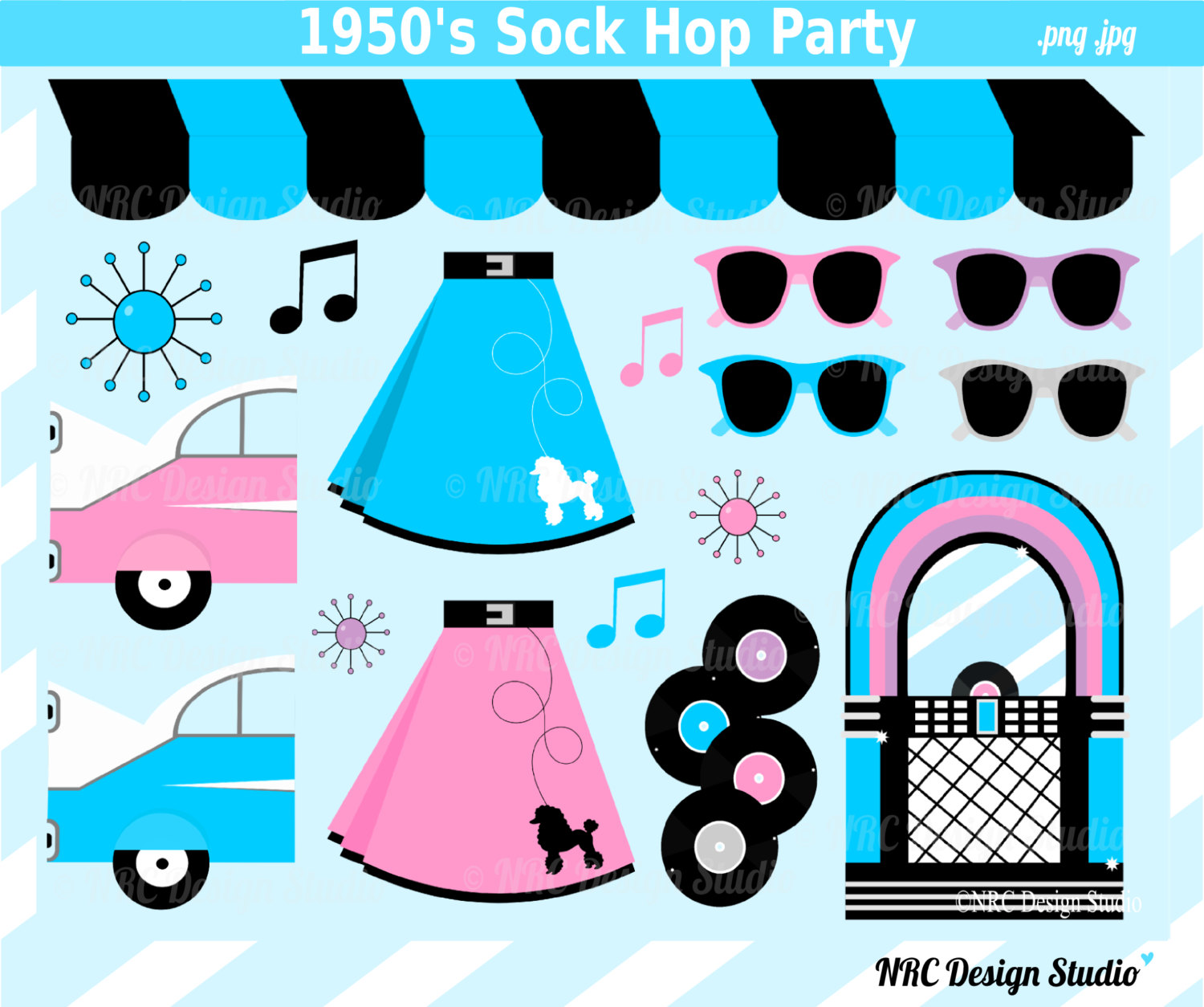 Retro Clip Art 1950 S Sock Hop Party Clip Art By Nrcdesignstudio