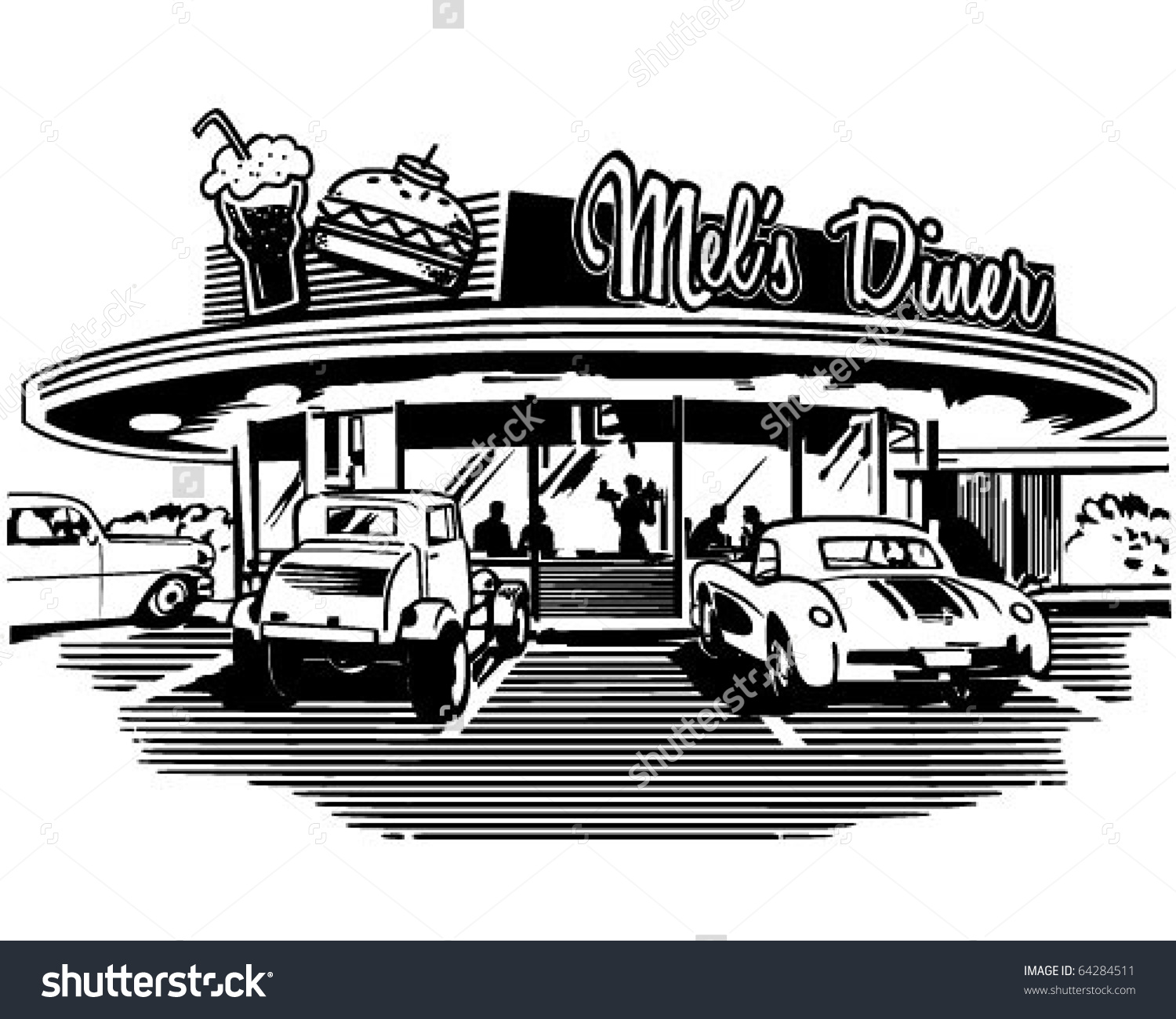 Retro Diner - Retro Clipart Illustration