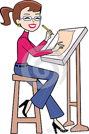 Retro Drawing Cartoon Woman .
