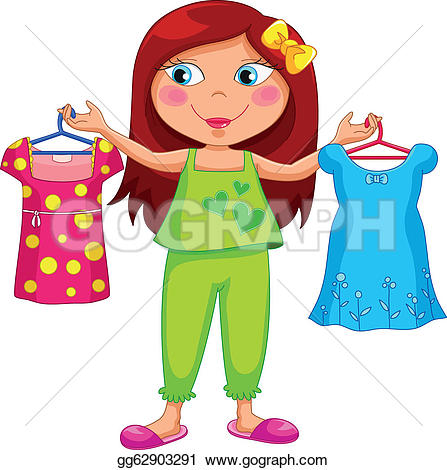 Retro Style Lady; getting dre - Get Dressed Clip Art