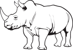 rhino clipart black and white - Rhino Clip Art