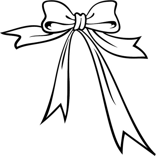 Black and white present bow .