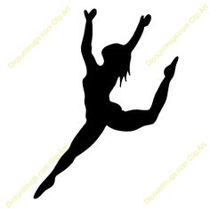 Ribbon Dancer Silhouette Clip Art | Dance Leap Silhouette Clipart