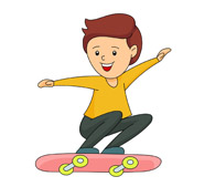 riding skateboard kneeling. S - Clipart Skateboard