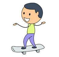 riding skateboard kneeling. S - Skateboarding Clipart