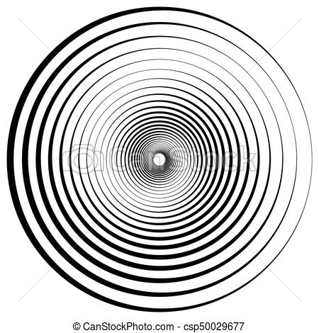 Abstract Geometric Spiral, Ripples With Circular, Concentric Lines. Vector  Whirlpool Swirl Effect