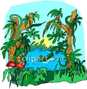 River In A Jungle Royalty Free Clipart Picture