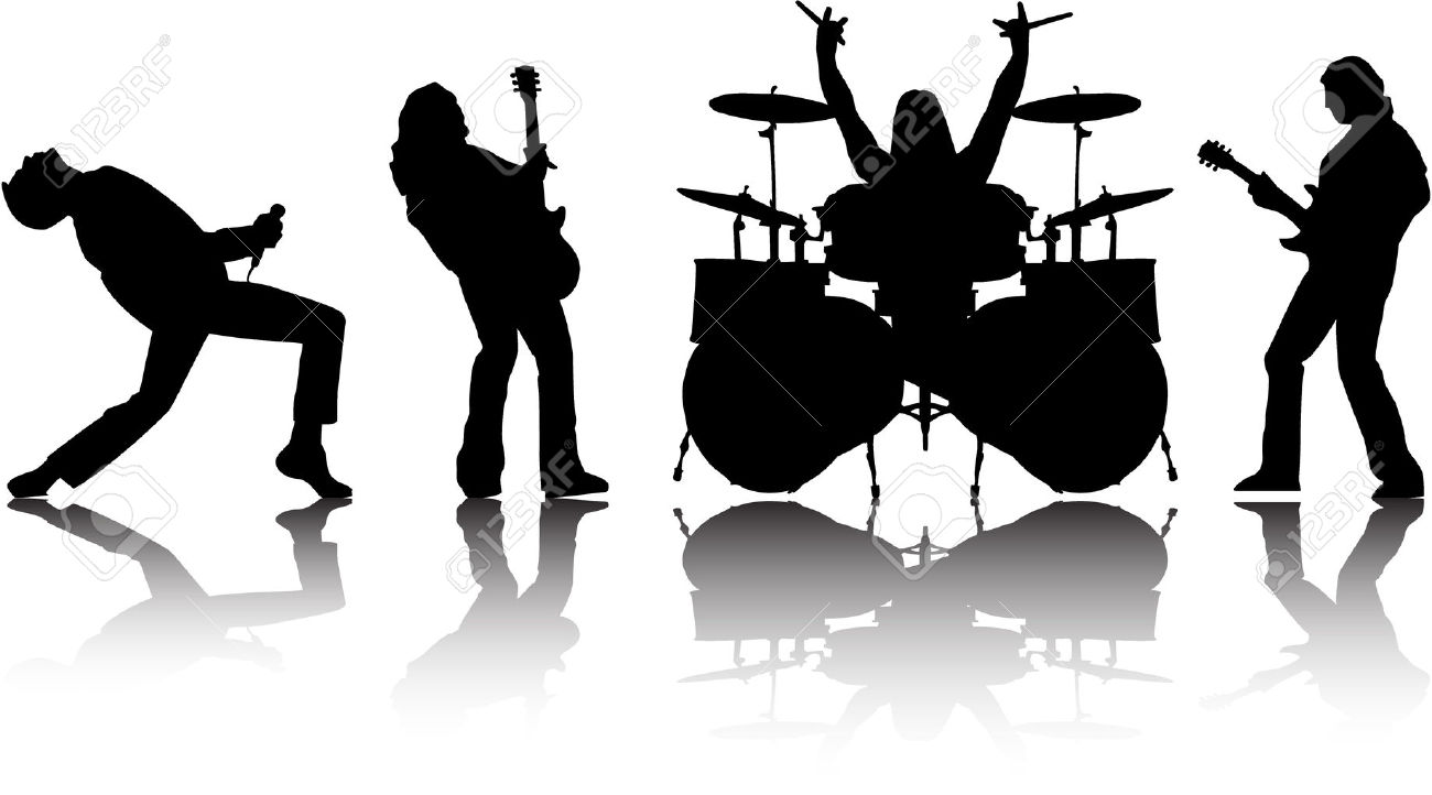 Rock Band Silhouette Clipart  - Rock Band Clipart