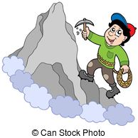 Rock climber on mountain - isolated illustration.