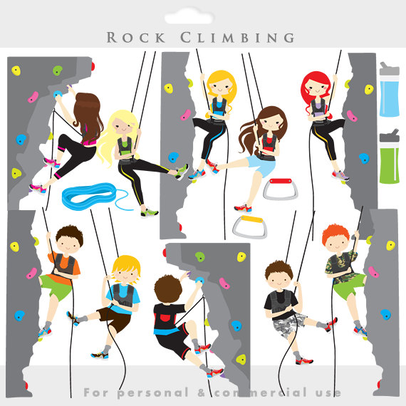 Rock climbing clipart - rock climbing clip art, sport, health, fitness, kids, mountain climbing, digital, for personal commercial use | Kid, ...