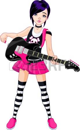 rock star: Cool rock star girl playing guitar Illustration
