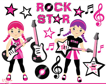 Rockstar Girls Clipart Set - Rockstar Clipart