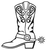 rodeo clipart black and white - Cowboy Boot Clipart