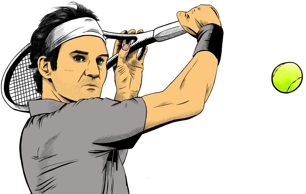 Roger Federer In Tennis Ball 