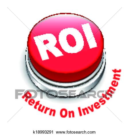 Clipart - 3d illustration of roi (return on investment) button. Fotosearch  - Search