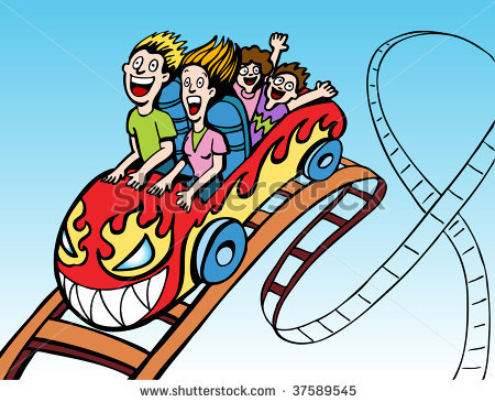 Roller Coaster Clipart Stock Vector Family Riding Roller Coaster