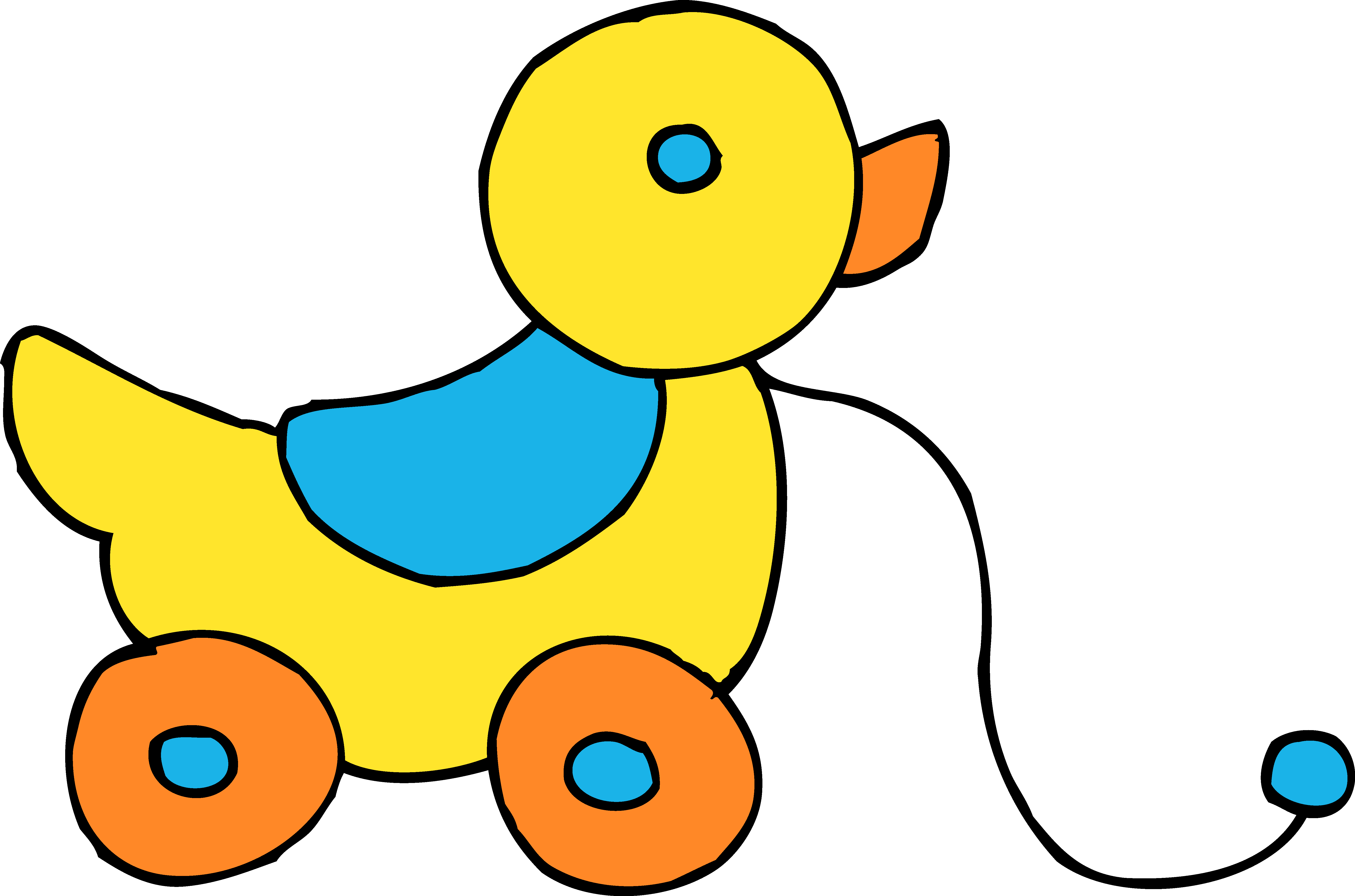 Rolling Yellow Ducky Toy Clipart - Free Clip Art