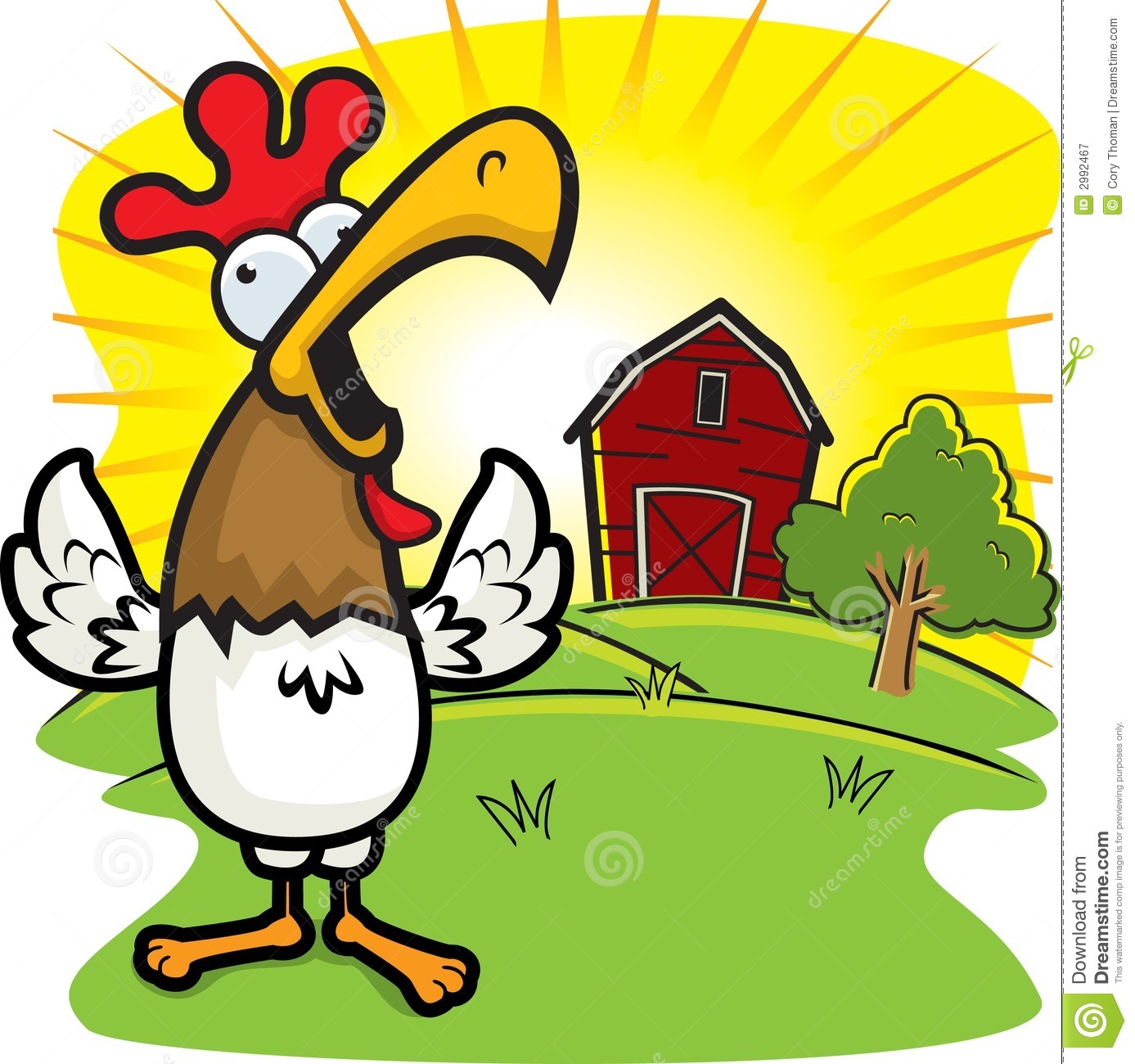 Rooster Crowing Royalty Free  - Morning Clipart