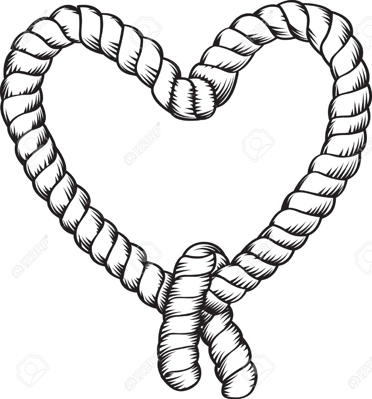 rope knot: heart shape tied .