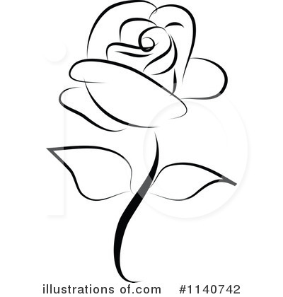 rose clipart black and white