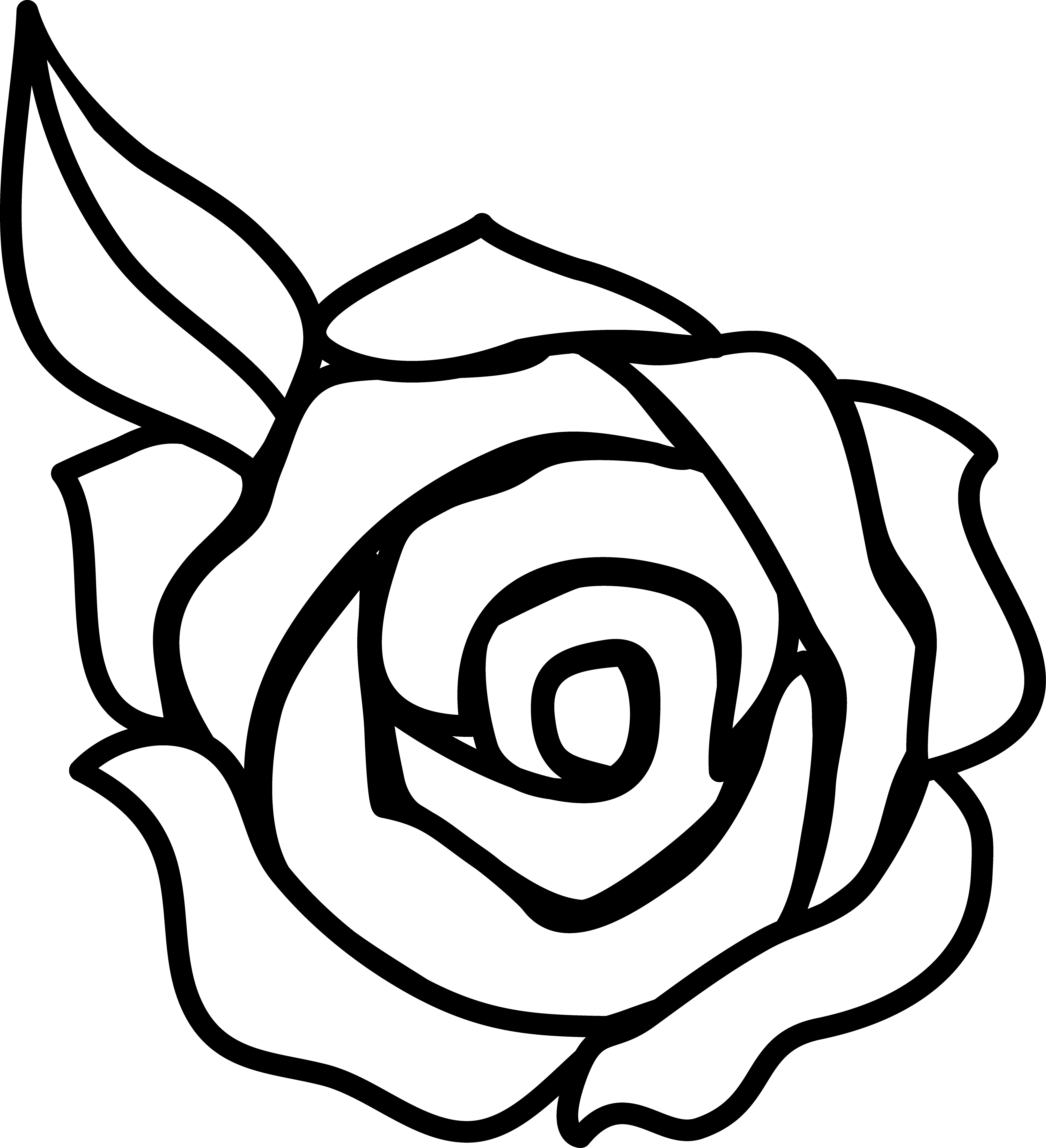 Rose Clip Art - Black And White Rose Clip Art