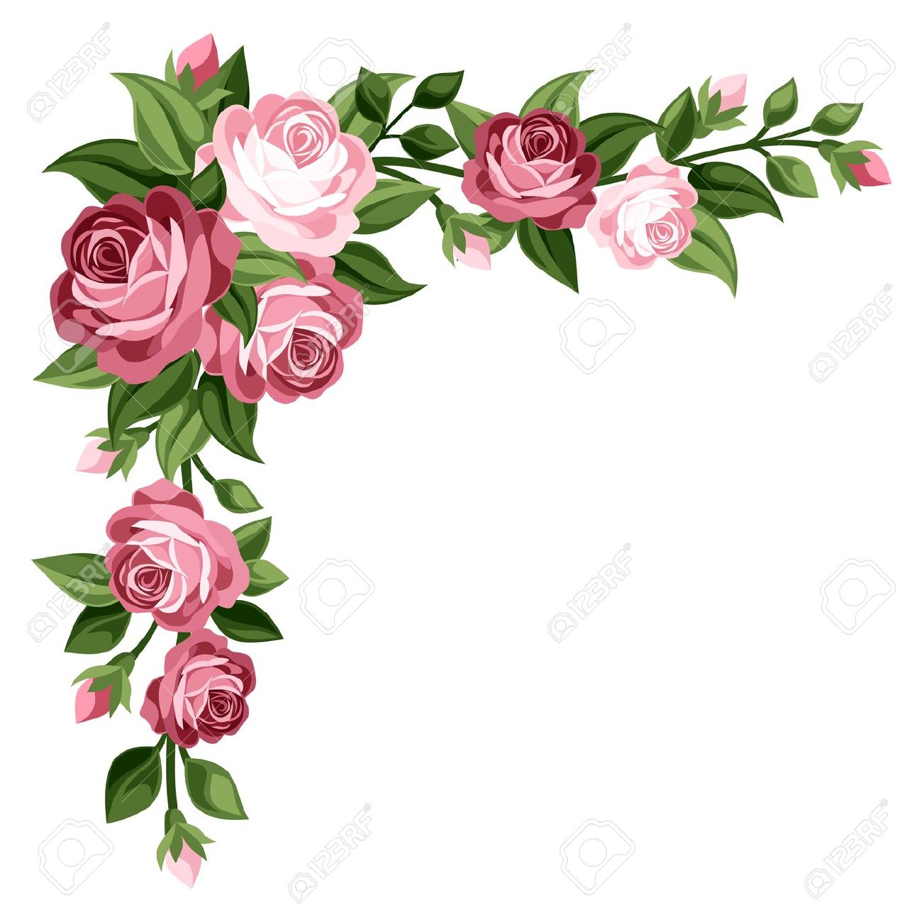 Rose Flower Border Clipart - Flower Border Clip Art
