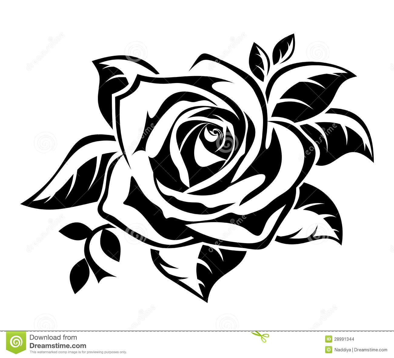 Roses Clip Art Black And White. Vector Illustration Of Black .