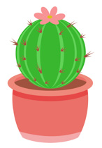 Round Barrel Cactus In Clay Planter Clipart Size: 86 Kb