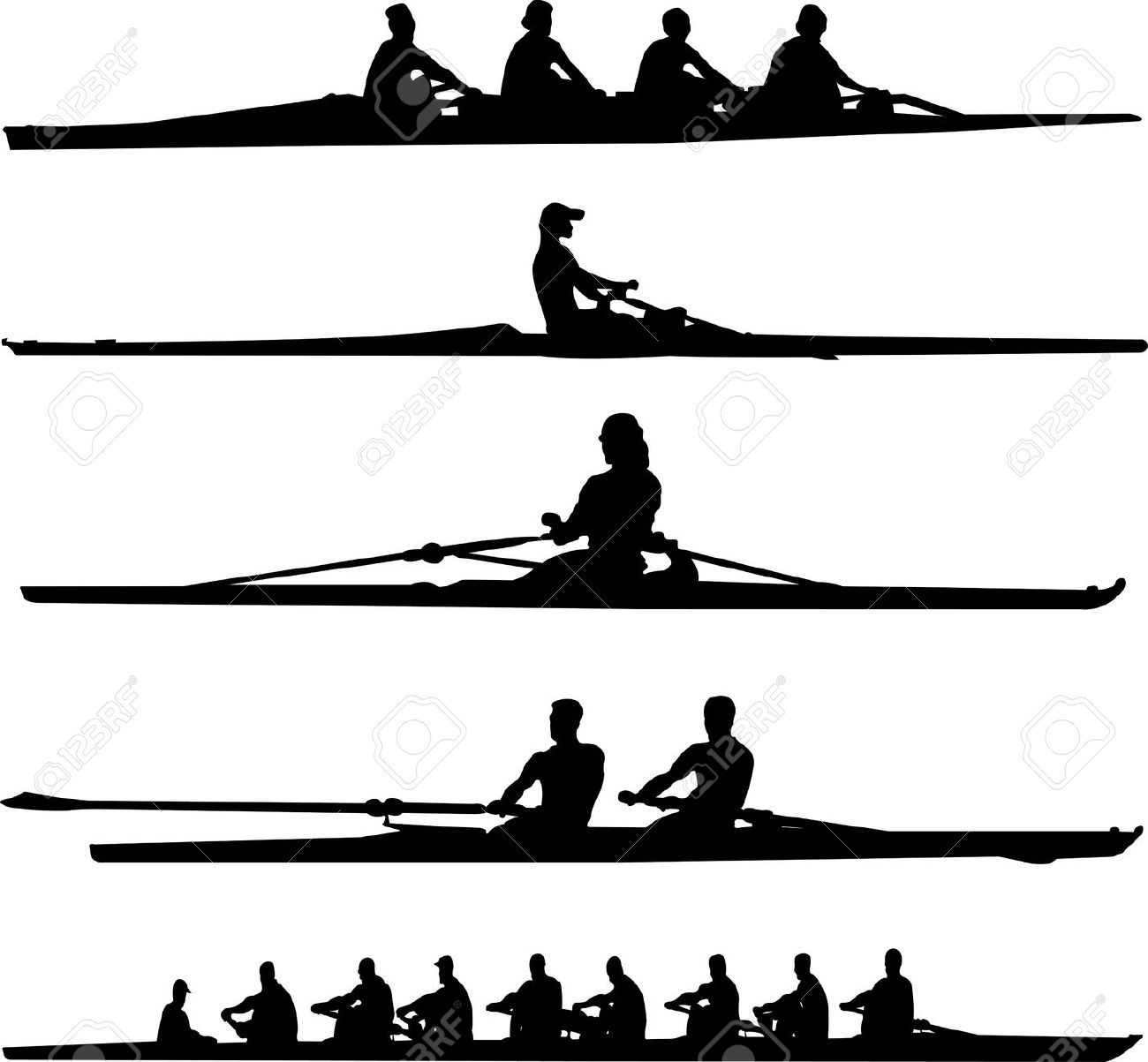 rowing boat: rowing set . - Rowing Clipart
