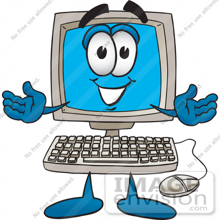 Royalty Free Cartoon Styled Clip Art Graphic Of A Friendly Desktop